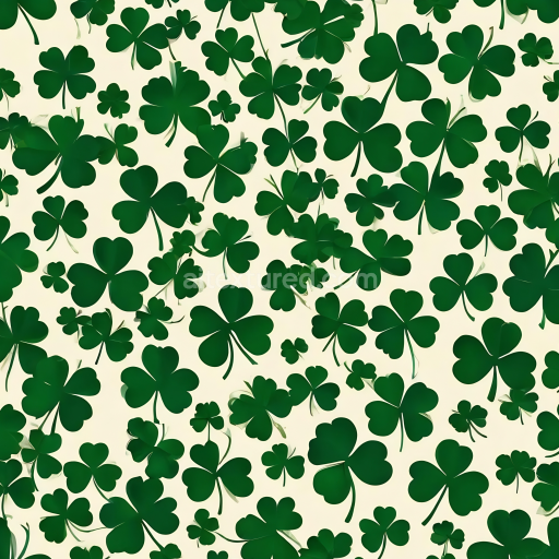 Seamless 3D PBR Texture with Dark Green Shamrocks on Cream Background