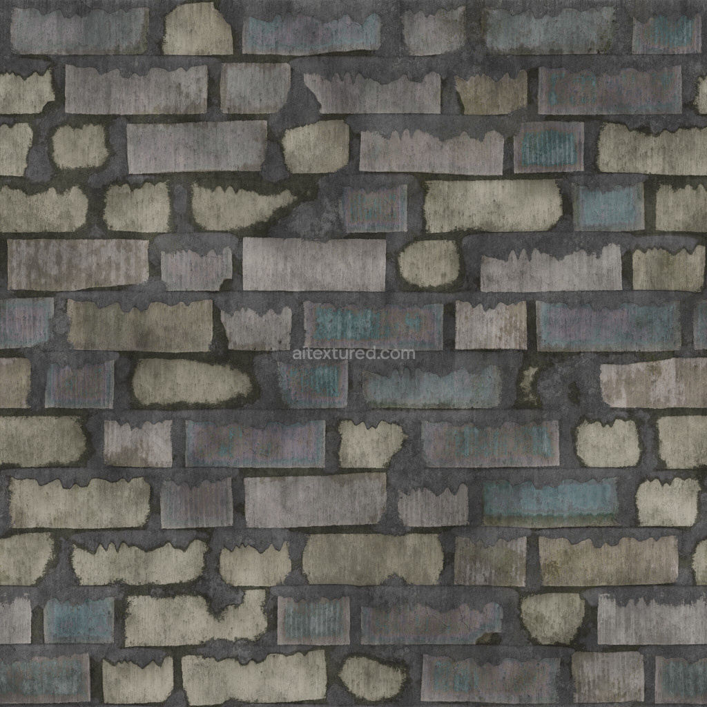 Seamless PBR brick texture with various color tones