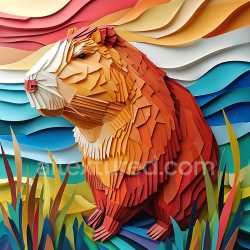 seamless Seamless 3D PBR Texture Featuring Origami-Style Capybara with Layered Paper Look texture 8k free download PBR