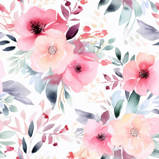 Featuring Soft Pink Flower Watercolor Pattern seamless Pink Flower PBR texture