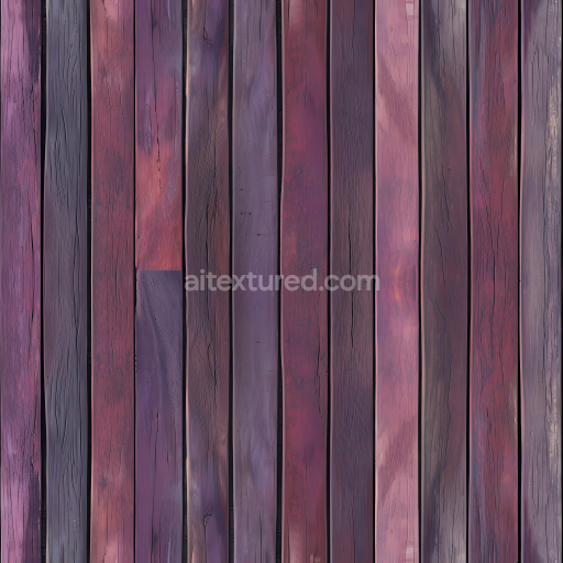 Seamless 3D PBR Purple-Stained Wooden Floor Planks Texture with Natural Grain