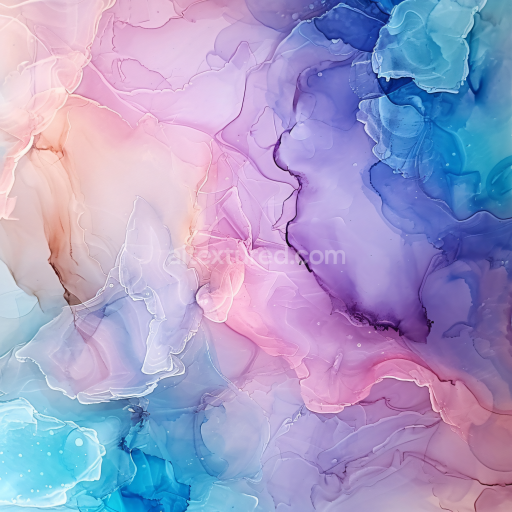 Seamless 3D Alcohol Ink PBR Texture with Pastel Blue and Violet Fluid Layers