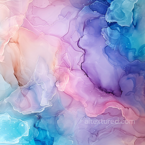 Alcohol Ink PBR Texture with Pastel Blue and Violet Fluid Layers seamless Alcohol ink PBR texture
