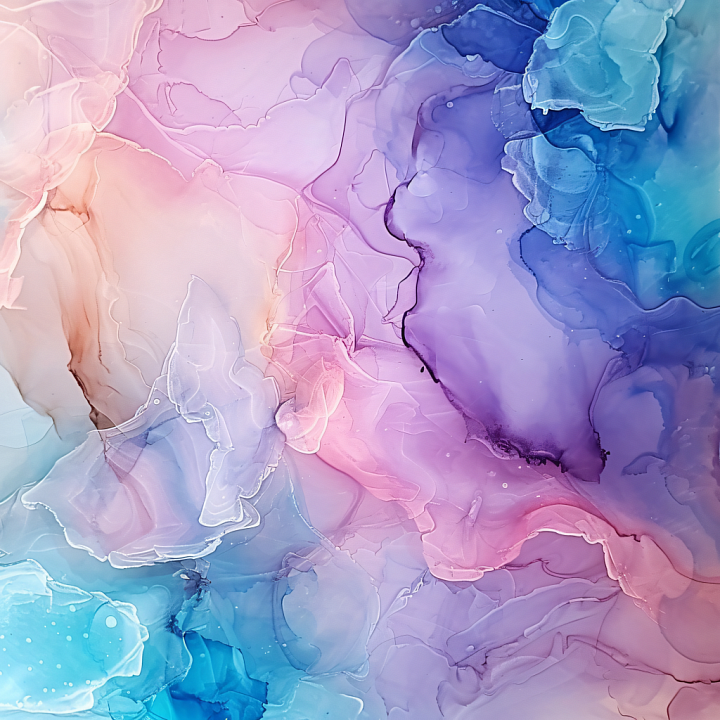 Alcohol Ink with Pastel Blue and Violet Fluid Layers seamless PBR texture preview