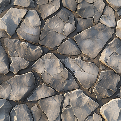Seamless 3D Weathered Stone Wall PBR Texture with Cracked Slate Look
