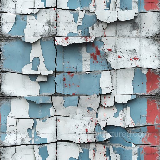 Cracked and Peeled Painted Wood Texture with Blue and White Layers seamless Cracked & Holes PBR texture