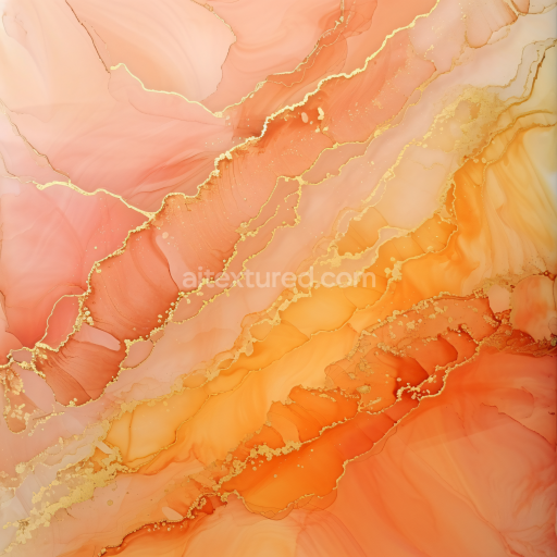 Seamless 3D Alcohol Ink PBR Texture Featuring Peach Tones and Gold Veining