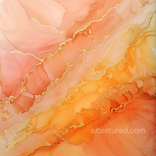 Alcohol Ink PBR Texture Featuring Peach Tones and Gold Veining seamless Alcohol ink PBR texture
