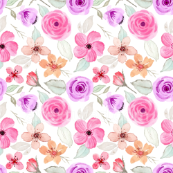 seamless Seamless 3D PBR Floral Watercolor Texture with Pink and Pastel Flowers texture 8k free download PBR