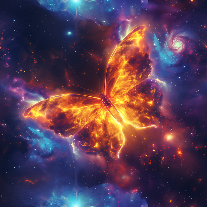 Space Featuring a Fiery Cosmic Butterfly Nebula seamless PBR texture preview