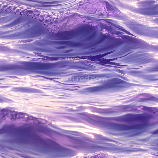 Seamless 3D PBR Texture of Stylized Purple Ocean Water with Glossy Waves and Foam