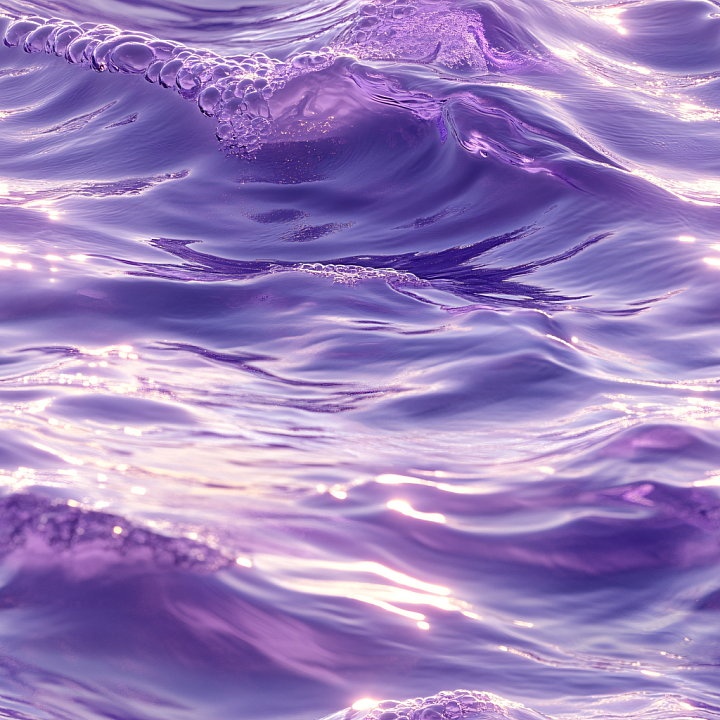 Stylized Purple Ocean Water with Glossy Waves and Foam seamless PBR texture preview