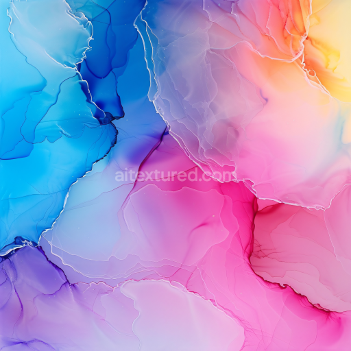 Seamless 3D Alcohol Ink PBR Texture Featuring Ethereal Pink and Blue Fluid Flows