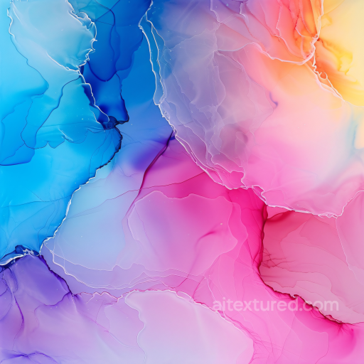 Alcohol Ink PBR Texture Featuring Ethereal Pink and Blue Fluid Flows seamless Alcohol ink PBR texture