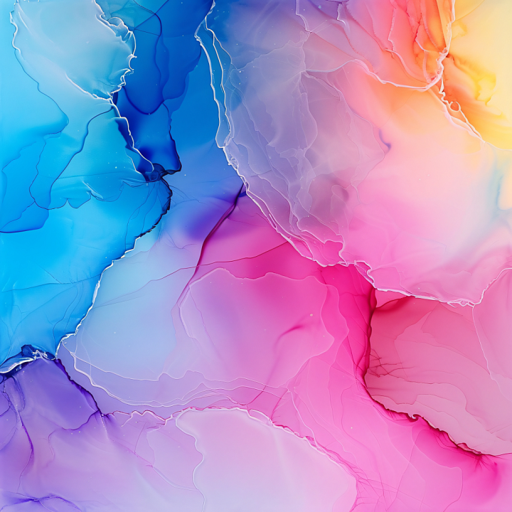 Alcohol Ink Featuring Ethereal Pink and Blue Fluid Flows seamless PBR texture preview