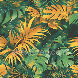 seamless Seamless 3D Tropical Jungle Leaf Camouflage PBR Texture with Vibrant Green and Golden Yellow Palette texture 8k free download PBR