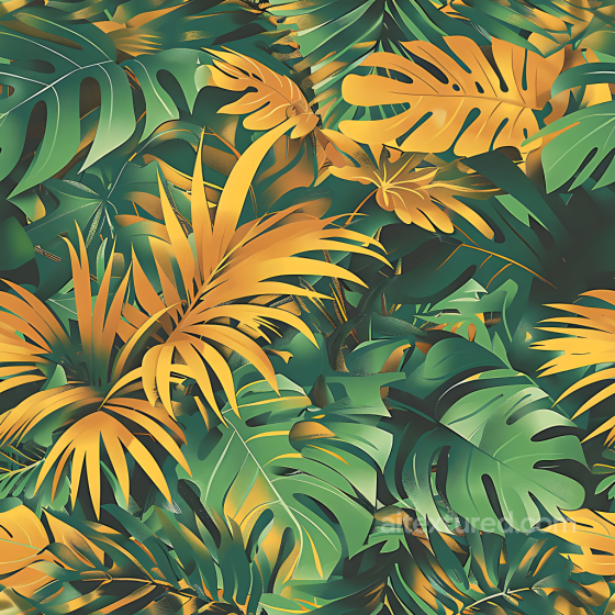 Tropical Jungle Leaf Camouflage PBR Texture with Vibrant Green and Golden Yellow Palette Color Camouflage texture preview