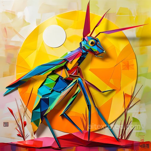 Animal - Seamless 3D PBR Texture of Origami Style Cricket with Bright Geometric Colors texture preview