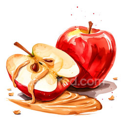 seamless Watercolor Style Apple Slices with Peanut Butter for Breakfast texture 8k free download PBR
