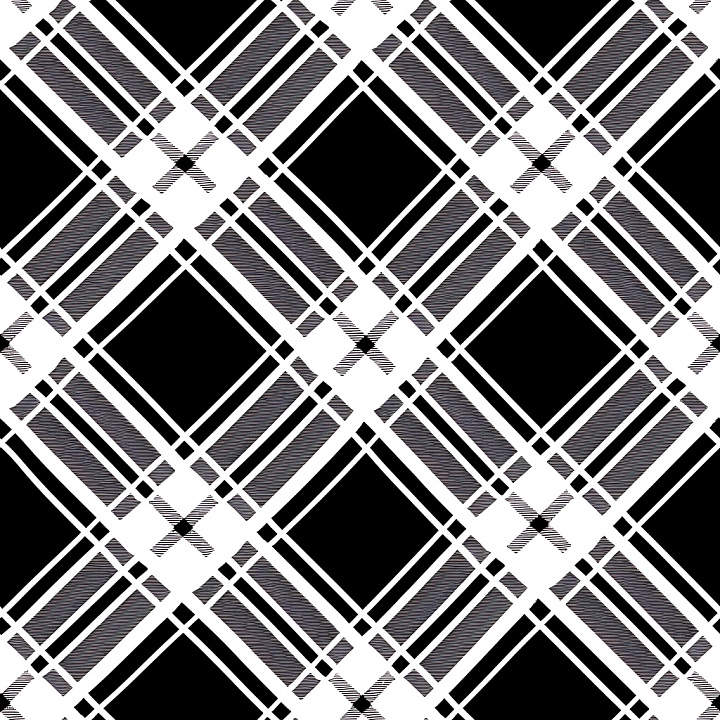 Black and White Plaid with Striped Details seamless PBR texture preview