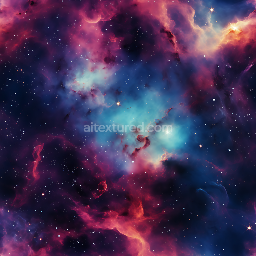 Seamless 3D Galactic Nebula PBR Space Texture with Vibrant Blue and Purple Gas Clouds