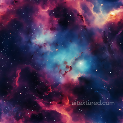 Galactic Nebula PBR Space Texture with Vibrant Blue and Purple Gas Clouds seamless Star, space, planets PBR texture