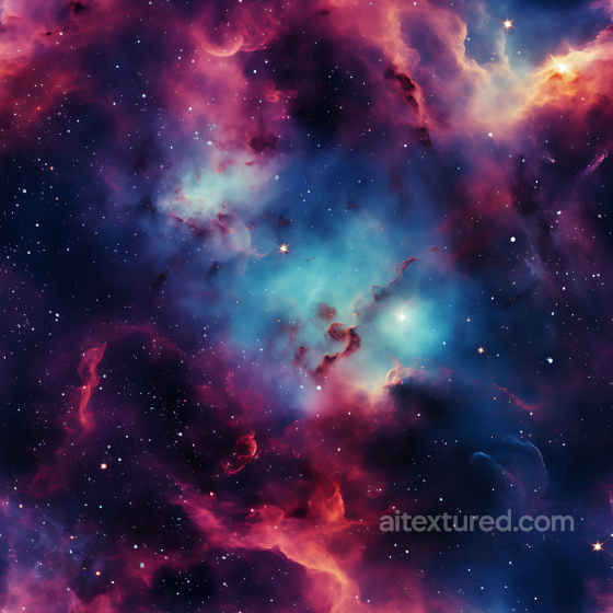 Galactic Nebula PBR Space Texture with Vibrant Blue and Purple Gas Clouds Star, space, planets texture preview