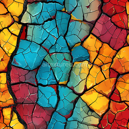 Seamless 3D PBR Cracked & Holes Texture of Multicolored Cracked Paint Surface