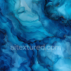 seamless Seamless 3D Alcohol Ink PBR Texture Featuring Deep Blue Fluid Waves and Gold Veins texture 8k free download PBR