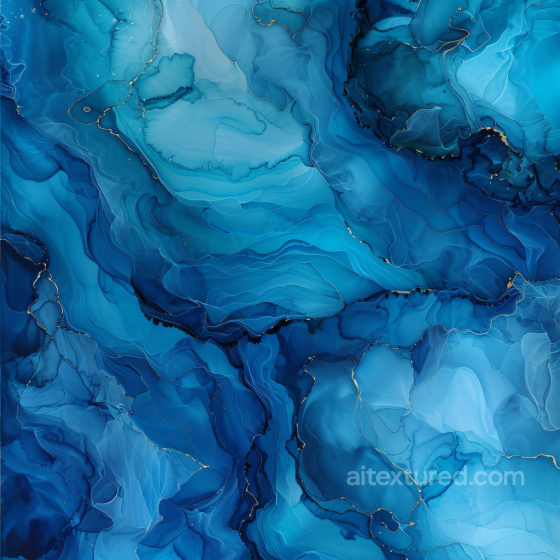 Alcohol Ink PBR Texture Featuring Deep Blue Fluid Waves and Gold Veins Alcohol ink texture preview