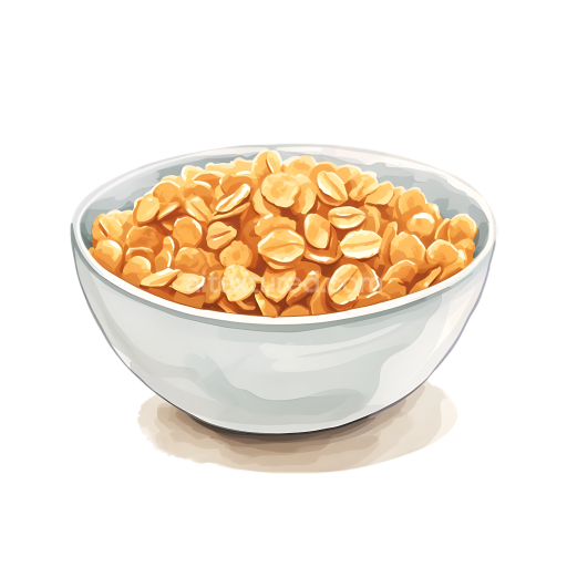 Illustrated Barley Flakes Cereal Bowl Breakfast PNG Graphic