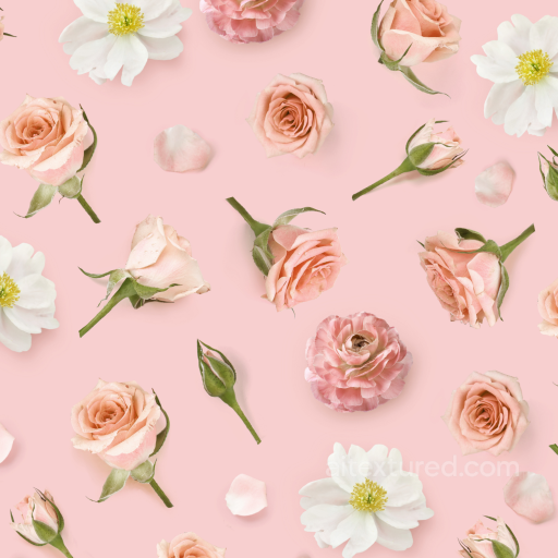 Pastel Pink Floral Pattern Texture with Soft Rose and Anemone Blooms seamless Floral  PBR texture