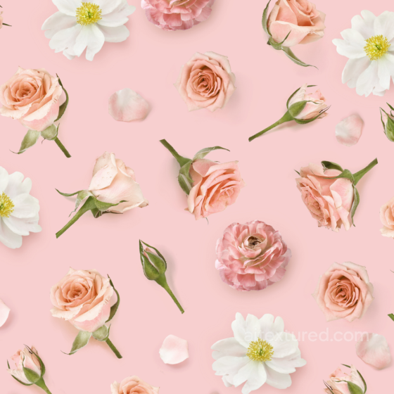 Pastel Pink Floral Pattern Texture with Soft Rose and Anemone Blooms Floral texture preview