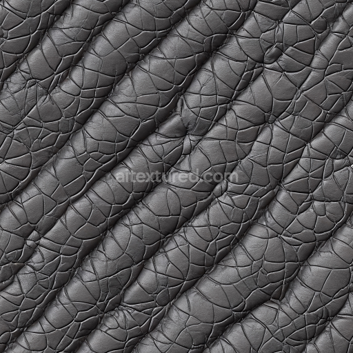 Seamless 3D cracked black leather PBR texture with deep wrinkles