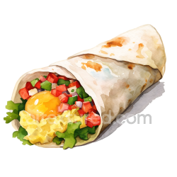 seamless Watercolor Breakfast Burrito with Scrambled Eggs, Salsa, and Lettuce Illustration texture 8k free download PBR