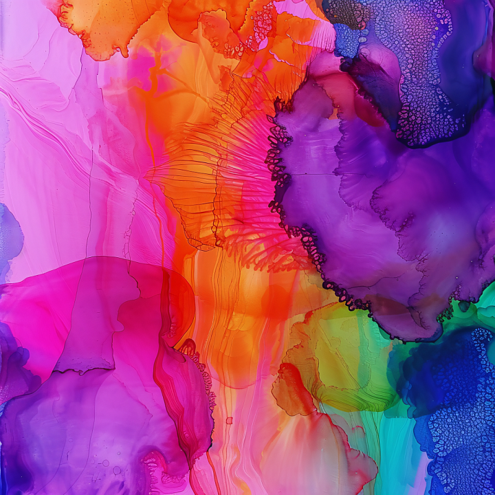 Alcohol Ink Featuring Vibrant Fluid Swirls and Bold Color Transitions seamless PBR texture preview