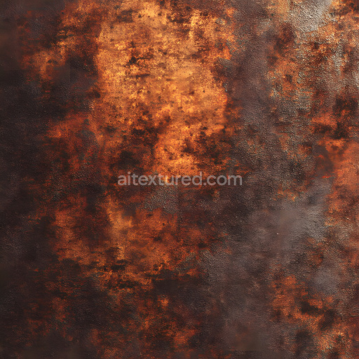 Seamless 3D Rusty Metal Cracked and Pitted PBR Texture with Rich Orange-Brown Corrosion