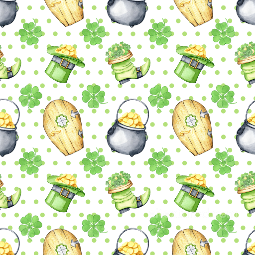 with St Patrick-Themed Whimsical Elements in Watercolor Style seamless St patrick digital paper bundle PBR texture