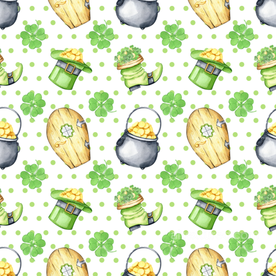 with St Patrick-Themed Whimsical Elements in Watercolor Style St patrick digital paper bundle texture preview