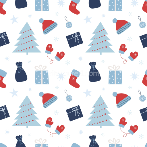 Seamless 3D PBR Texture Featuring Christmas Digital Paper Pattern with Festive Holiday Icons
