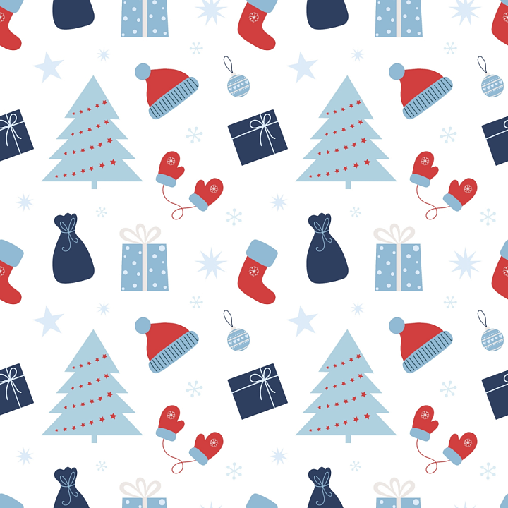 Featuring Christmas Digital Paper Pattern with Festive Holiday Icons seamless PBR texture preview