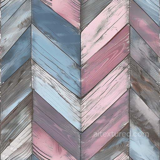 Painted Wood Chevron PBR Texture in Blue, Pink, and gray Tones seamless Wood PBR texture
