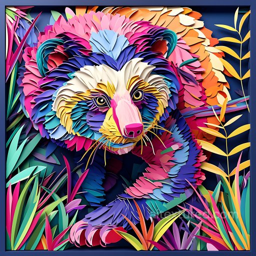 Animal - Seamless 3D PBR Texture of a Vibrant Origami-Style Binturong Illustration texture preview