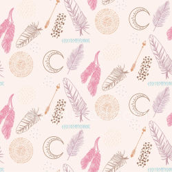 seamless Seamless 3D PBR Fabric Texture Featuring Boho Feathers, Moons & Arrows texture 8k free download PBR