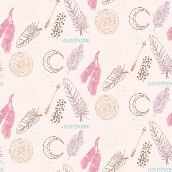 Fabric Texture Featuring Boho Feathers, Moons & Arrows Boho Seamless texture preview