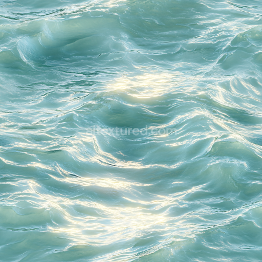 Seamless 3D Water PBR Texture Featuring Turquoise Ocean Surface with Gentle Waves
