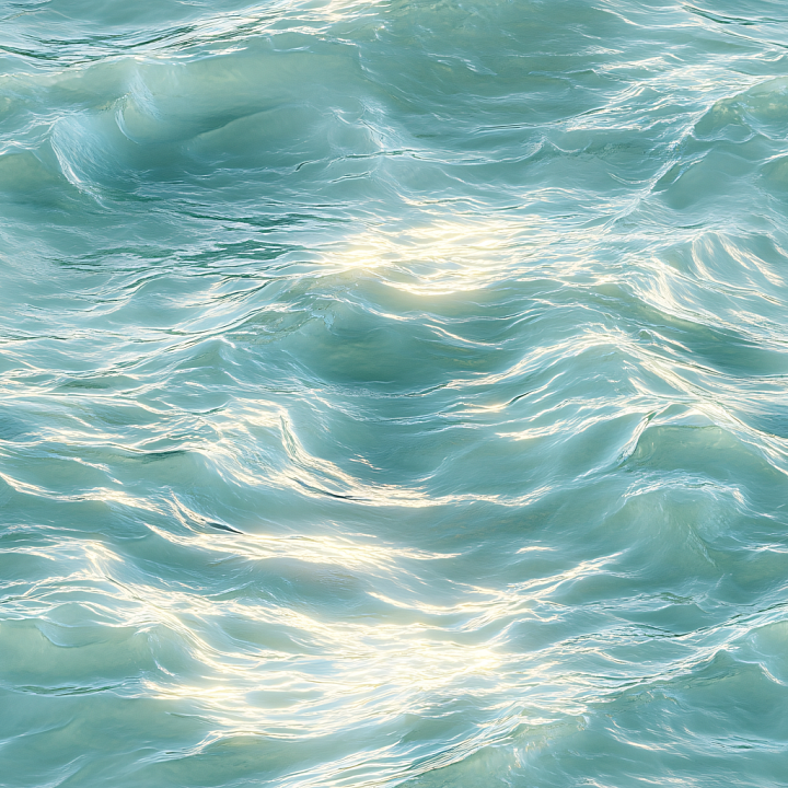 Water Featuring Turquoise Ocean Surface with Gentle Waves seamless PBR texture preview