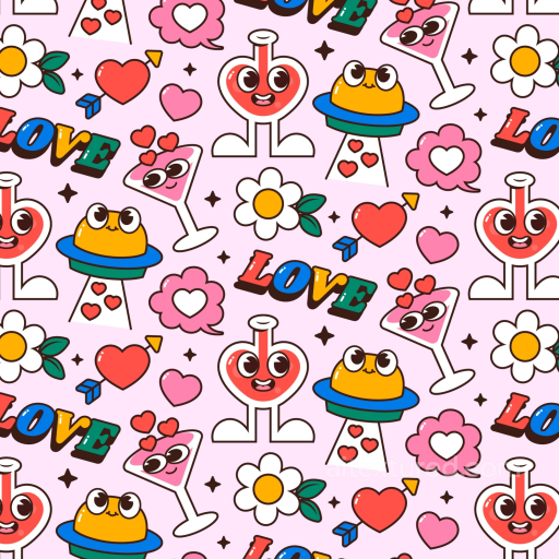 With Colorful Playful Cartoon Happy Face Pattern seamless Happy Face pattern PBR texture