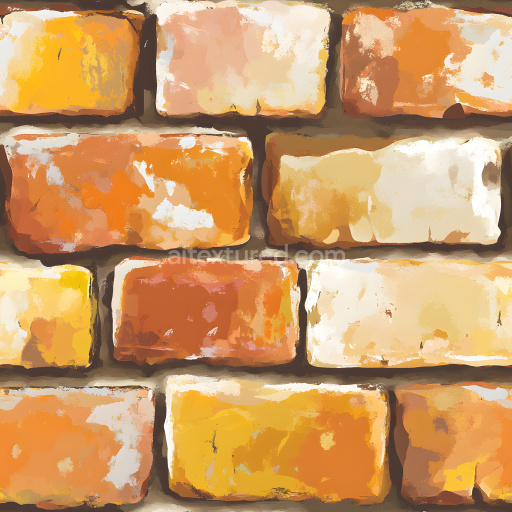 Seamless 3D PBR Cracked Brick Wall Texture Featuring Multi-Colored Weathered Bricks