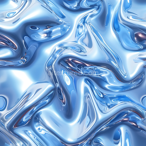 Seamless 3D Inflated PBR Texture of Glossy Fluid Blue Surfaces